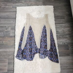 3/$20 Crocheted and print tunic